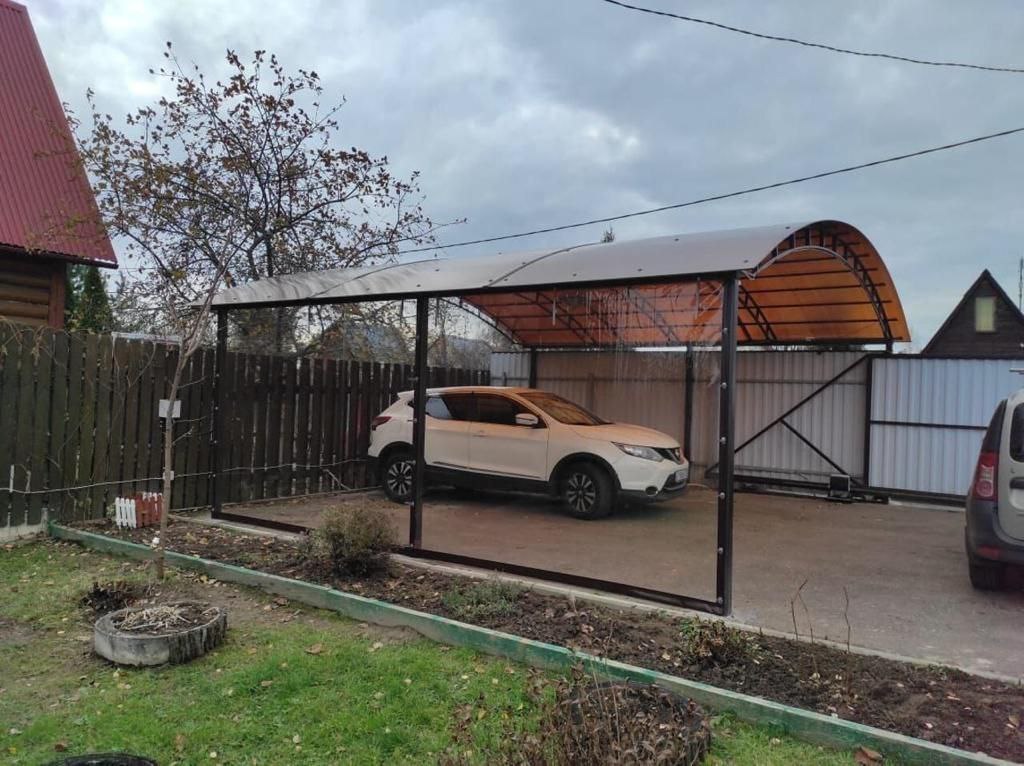 Прозрачные шторы ПВХ для навеса под автомобиль в Ишне